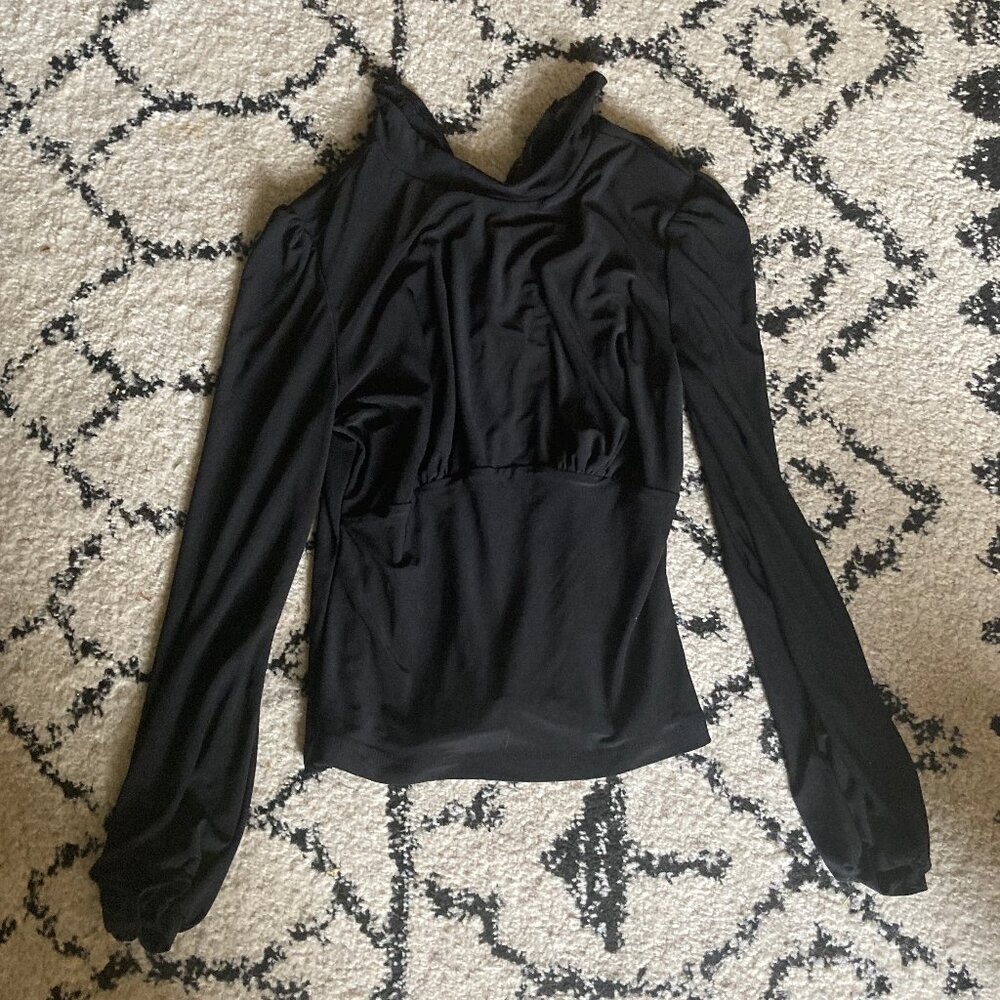 Laura Byrnes (Pinup Girl Clothing) Victoria Blouse, Black S